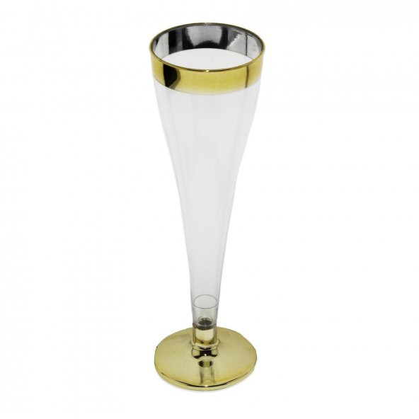 10 Adet 5x18cm Plastik Şampanya Kadehi Bardak Altın