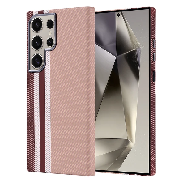 Samsung Galaxy S24 Ultra Kılıf Kablosuz Şarj Özellikli Karbon Fiber Görünümlü Nekst Kapak - Resim 4