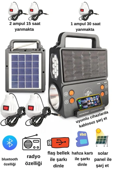 Everton RT-913 Solar Şarjlı Aydınlatma ve Müzik Seti
