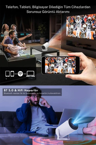 Taşınabilir Android Projeksiyon En Güncel Versiyon Wifi Destekli Akıllı Sinema Projektör Ultra Hd - 4
