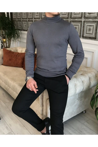 Slim Fit Yarım Balıkçı Yaka Triko Kazak - 10
