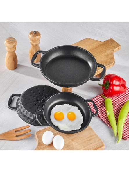 Taç Bella 3'lü Döküm Sahan Seti Siyah (18-20-22 cm ) TAC-8029