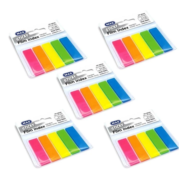 Mas 3661 Film İndeks 12*45 Dörtgen 5 Renk 25 Yp - 5 Adet