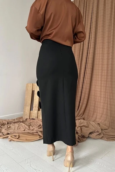 Siyah Fiyonk Detaylı Etek - 3