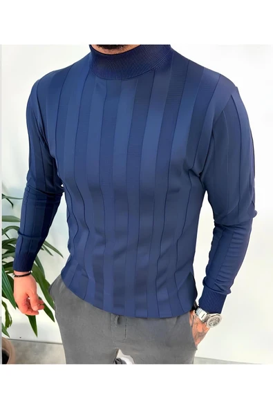 Slim Fit Yarım Balıkçı Yaka Triko Kazak - 7