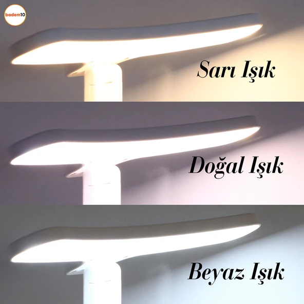 Masa Lambası Şarjlı Gece Lambası 10w 3 Renk Telefon Tutucu Dokunmatik Kademeli Çalışma Okuma Işığı - 4