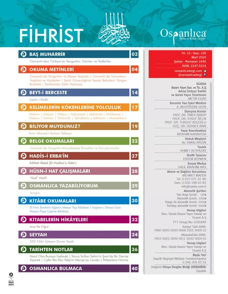 Mart 2025 Osmanlıca Dergisi - 2