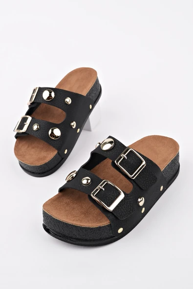 Muggo DENİS Çift Bantlı Ayarlanabilir Kemerli Günlük Kadın Terlik - 2