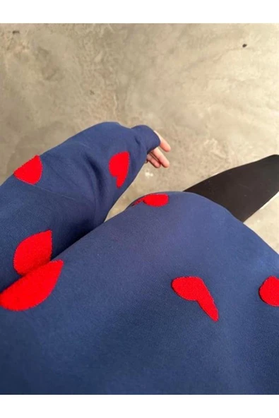 KALP NAKIŞLI 3 İPLİK ŞARDONLU SWEATSHIRT - 5