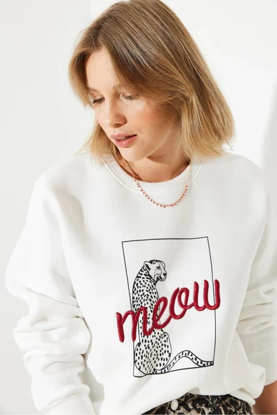 LEOPAR DESENLI  3 İPLİK ŞARDONLU SWEATSHIRT - 2