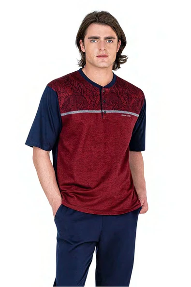 Pierre Cardin 6053 Erkek Kısa Kollu Jakarlı 3'lü Pijama Takımı