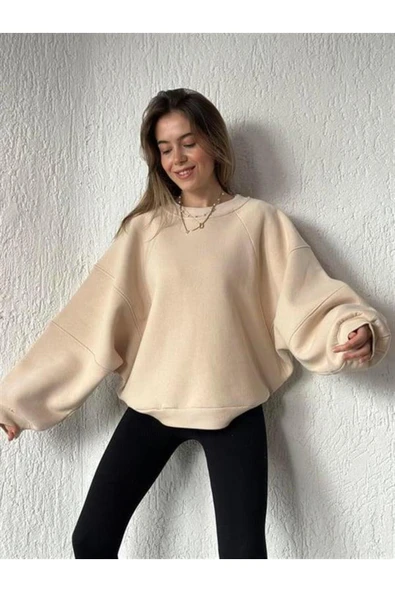 3 İPLİK ŞARDONLU CROP  SWEATSHIRT - 4