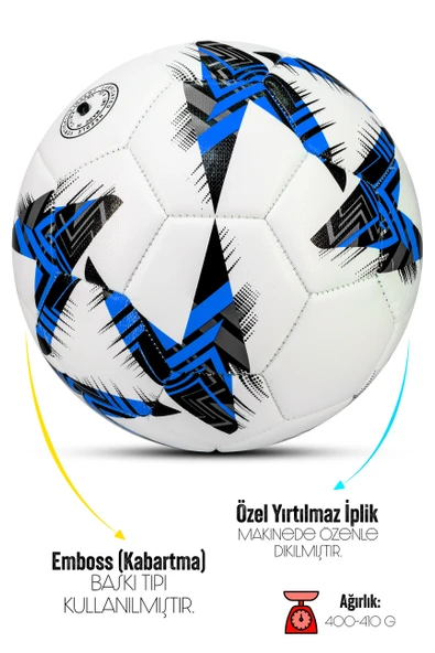 Telvesse Futbol Topu Europe Ligi Pompalı Set Dayanıklı Sert Zemin Halı Saha Futbol Topu Mavi 100 - 2