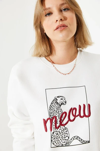 LEOPAR DESENLI  3 İPLİK ŞARDONLU SWEATSHIRT - 7