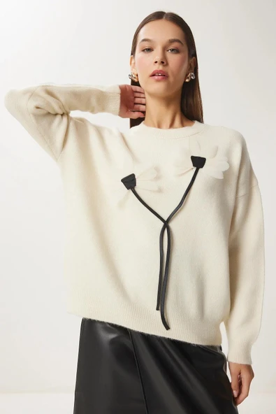 KETEN ÇİÇEKLİ OVERSIZE KAZAK - 2