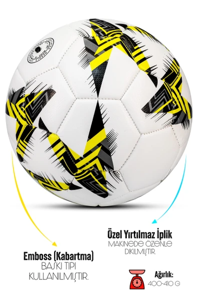 Telvesse Futbol Topu Europe Ligi Pompalı Set Dayanıklı Sert Zemin Halı Saha Futbol Topu Sarı 100 - 2
