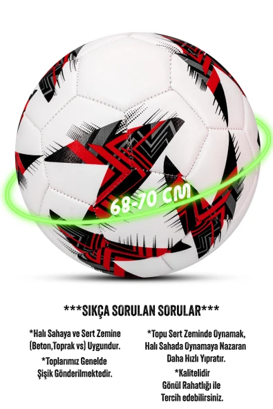 Telvesse Futbol Topu Europe Ligi Pompalı Set Dayanıklı Sert Zemin Halı Saha Futbol Topu Kırmızı 100 - 4