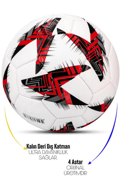 Telvesse Futbol Topu Europe Ligi Pompalı Set Dayanıklı Sert Zemin Halı Saha Futbol Topu Kırmızı 100 - 3