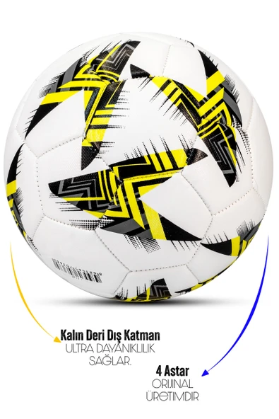 Telvesse Futbol Topu Europe Ligi Pompalı Set Dayanıklı Sert Zemin Halı Saha Futbol Topu Sarı 100 - 3