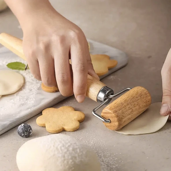 Porsima 366 Ahşap Saplı Rulo Merdane, Oklava, Ahşap Spatula, Pürüzsüz Oklava Pizza Börek Açma - 5