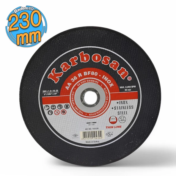 Karbosan Metal Kesici Taş Disk Taşlama Spiral Demir Kesme Diski 230x1.9x22.23 mm