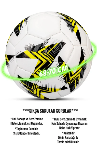 Telvesse Futbol Topu Europe Ligi Pompalı Set Dayanıklı Sert Zemin Halı Saha Futbol Topu Sarı 100 - 4