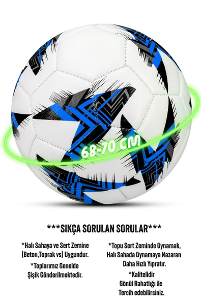 Telvesse Futbol Topu Europe Ligi Pompalı Set Dayanıklı Sert Zemin Halı Saha Futbol Topu Mavi 100 - 4