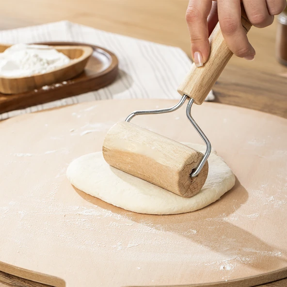 Porsima 366 Ahşap Saplı Rulo Merdane, Oklava, Ahşap Spatula, Pürüzsüz Oklava Pizza Börek Açma - 3