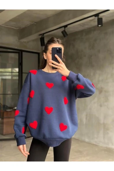 KALP NAKIŞLI 3 İPLİK ŞARDONLU SWEATSHIRT - 7