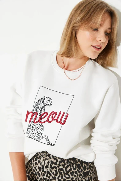 LEOPAR DESENLI  3 İPLİK ŞARDONLU SWEATSHIRT - 3