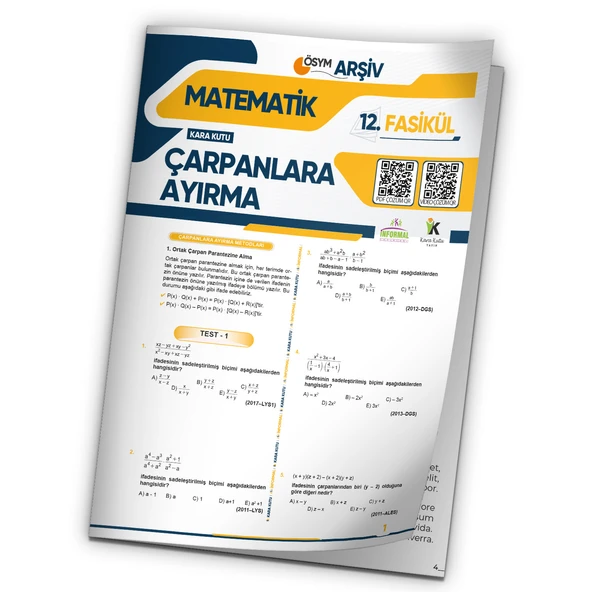 2025 TYT Matematik Kara Kutu Çarpanlara Ayırma ÖSYM Çıkmış Soru Modüler Set Çözümlü 12.Fasikülü