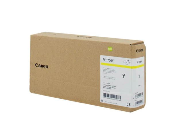 Feyza Bilişim Canon PFI-706 Y (Yellow) Sarı Plotter Orijinal Mürekkep Kartuş 700 ml. (6684B001) - 1