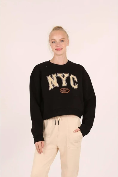 Kadın, Baskılı Üç İplik Sweatshirt - 5