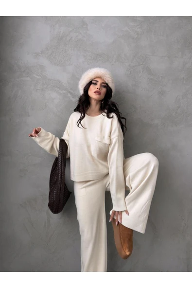 BİSİKLET YAKA OVERSIZE CEPLİ TRİKO TAKIM - 6