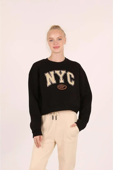 Kadın, Baskılı Üç İplik Sweatshirt - 3