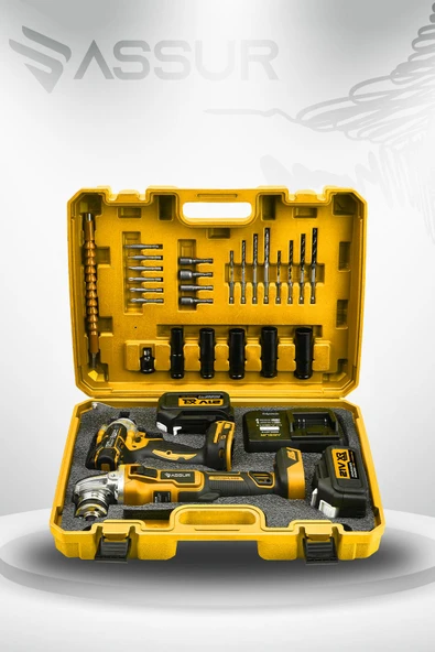 Assur Profesyonel 21V Çift Akülü Kömürsüz Darbeli 450 Nm Somun Sıkma Sökme + 125 Mm Taşlama 2'li Set - 3