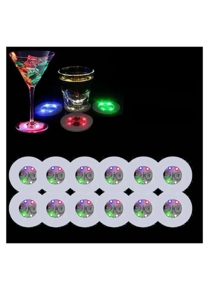 Nessiworld Renkli LED Işıklı Bardak Altlığı - Dekoratif (12 Adet, Pilli) - 2