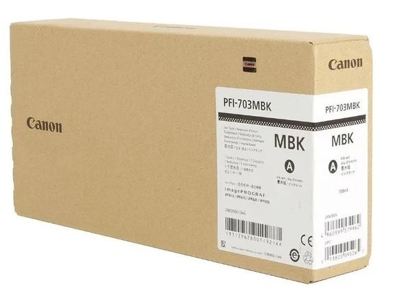 Feyza Bilişim Canon PFI-703 MBK (Matt Black) Mat Siyah Plotter Orijinal Mürekkep Kartuş 700 ml. (2962B001) ürün görseli