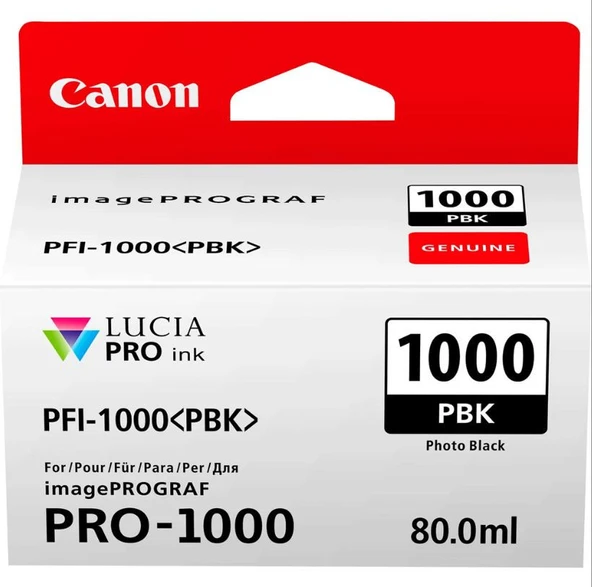Feyza Bilişim Canon PFI-1000 PBK (Photo Black) Fotoğraf Siyah A2 Yazıcı Orijinal Mürekkep Kartuş 80 ml. (0546C001) ürün görseli