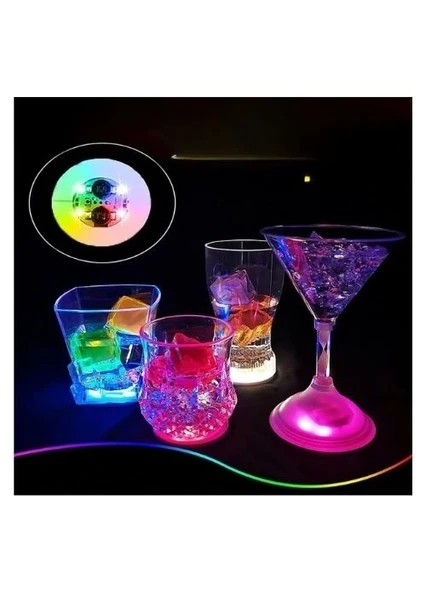 Nessiworld Renkli LED Işıklı Bardak Altlığı - Dekoratif (12 Adet, Pilli)
