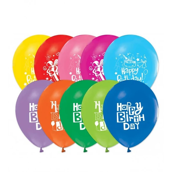 Balon Happy Birthday 10" 100lü Gemar