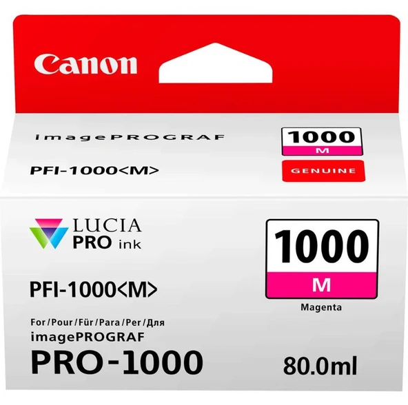 Feyza Bilişim Canon PFI-1000 M (Magenta) Kırmızı A2 Yazıcı Orijinal Mürekkep Kartuş 80 ml. (0548C001) ürün görseli