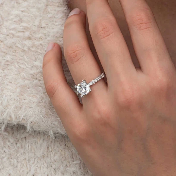 Gümüş Tektaş Tamtur Kadın Yüzük - Resim 6