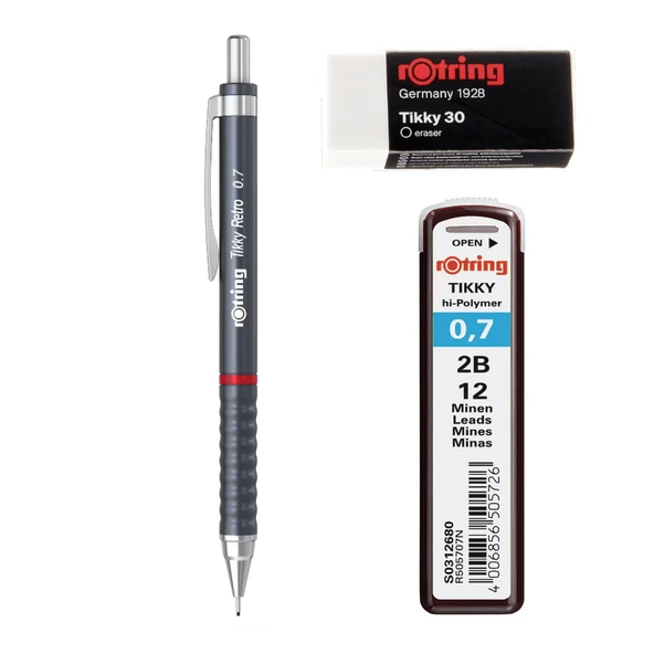 Rotring Retro Versatil Uçlu Kalem Uç-Silgi 3 lü Okul Seti 0.7 - 5