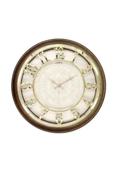 Dekoratif Duvar Saati Kahve Gold 45 CM
