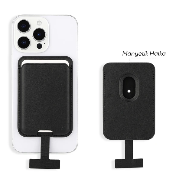 Dahili Şarj Soket Aparatlı Magnetik PU Deri Kartlık CRD-09 - 2