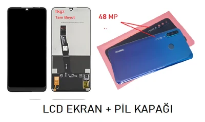 Huawei Uyumlu P30 Lite LCD Ekran + Arka Kapak 48 MP SİYAH