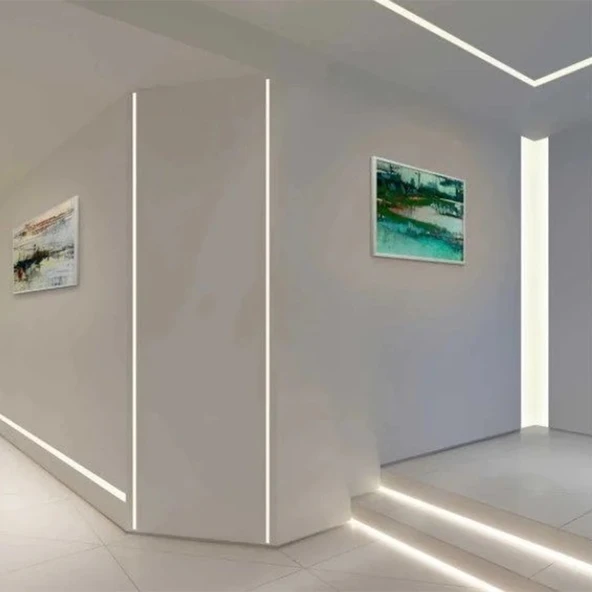 Sıva altı alüminyum LED profil 2mt. aydınlatma dekoratif şerit kanalı armatür linear ışık kare kasa - 8