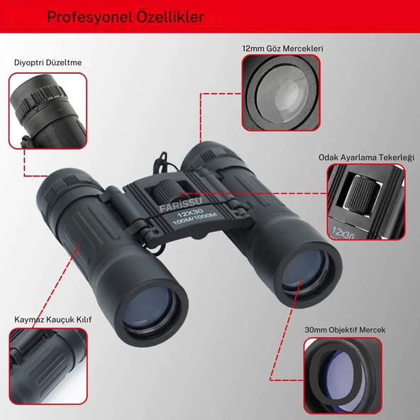 GOLD KAMA 12x30 Kompakt Dürbün – Net ve Güçlü Görüş Deneyimi! - Resim 2