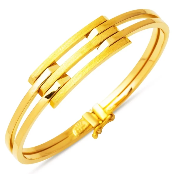 Üç Sıra 22 Ayar Kaburga Kelepçe Bilezik BLK6626 ürün görseli